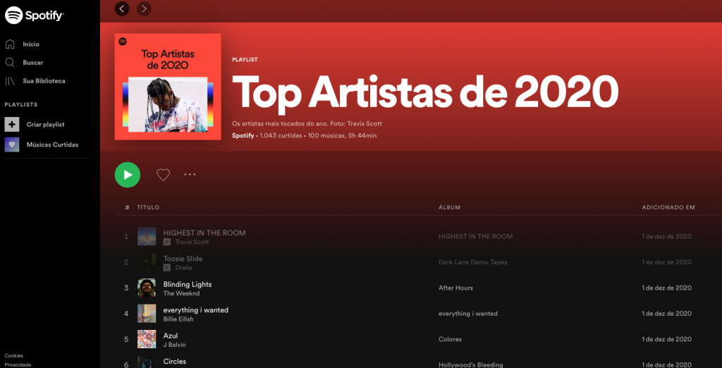 RETROSPECTIVA 2020 SPOTIFY DIVULGA A LISTA DOS MAIS OUVIDOS DO ANO RETROSPECTIVA 2020 SPOTIFY DIVULGA A LISTA DOS MAIS OUVIDOS DO ANO